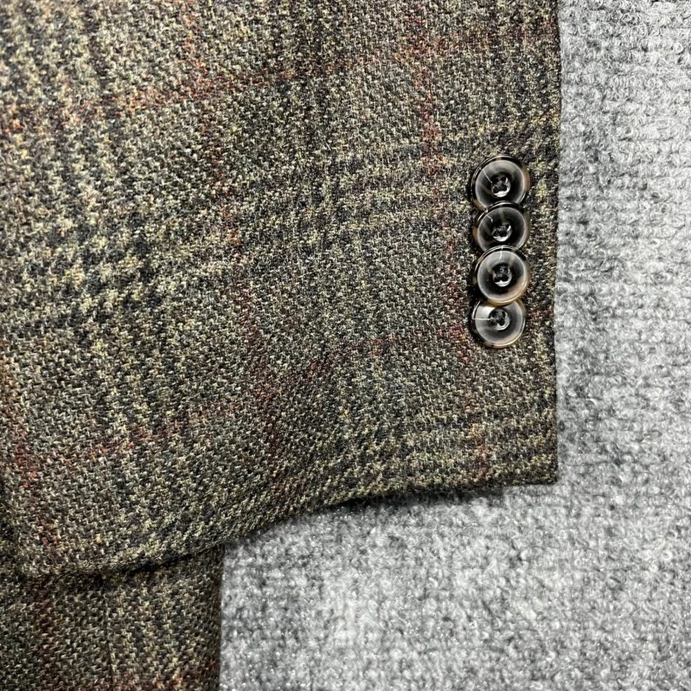 Jos.‎ A. Bank Sport Coat Mens 42R Brown Plaid 100% Wool Tailored Fit Blazer